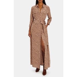 L'AGENCE Beige Polka Dot Maxi Shirt Dress